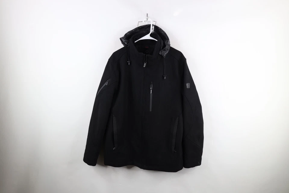 Chaqueta Tumi T Tech Para Hombres Mediana Mezcla de Lana Con Capucha Forrada con Cremallera Completa Negra Foto 1 de 4