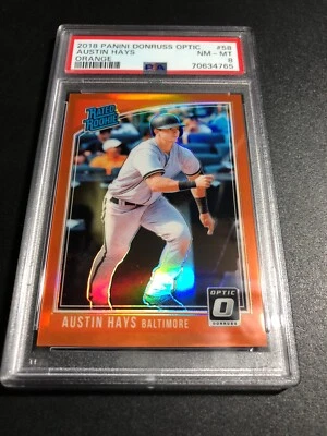 2018 Panini Optic Austin Hays Rated Rookie RC Orange /199 #58 Orioles PSA 8 - Image 1 of 2