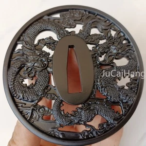 Legierung schwarzer Drache Tsuba Schutz für Japan Katana Schwert Wakizashi Tanto Beschläge - Bild 1 von 5