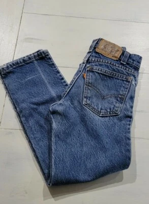 De Colección Años 80 Niños Naranja Tab Levi's Slim 405-0299 Talla 9 Envejecido Foto 1 de 4