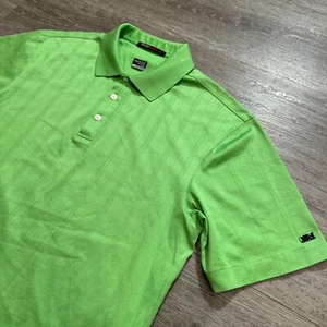 Nike Tiger Woods Polo Shirt Men Medium Neon Striped Green Collection Golf - Picture 1 of 11