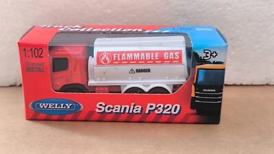 Welly NEX 1/102 1:102 SCANIA P320 GAS TRAILER TANK RED WHITE TRUCK COLLECTION - Image 1 of 2