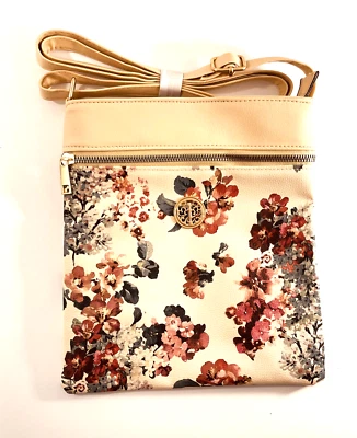 Women Small Crossbody Lightweight Shoulder Bag, Floral, Zipper Pockets, NEW - Image 1 of 4