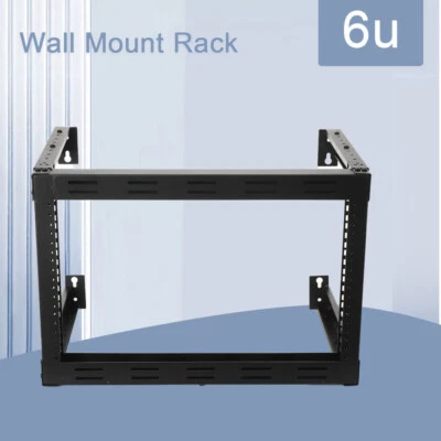 6U Wall Mount Open Frame 19inch Server Equipment Rack Threaded Depth Adjustable - Image 1 of 4