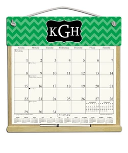 MONOGRAM WOODEN REFILLABLE CALENDAR HOLDER - REFILLS AVAILABLE EVERY YEAR! - Picture 1 of 1