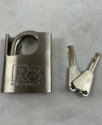RELIABILT Keyed Padlock, 2-3/8" Wide Shackle Keyed Different stainless - Image 1 of 4