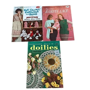 Lot Of 3 Coats vintage crochet pattern booklets Coats & Clark, American Thread - Picture 1 of 12