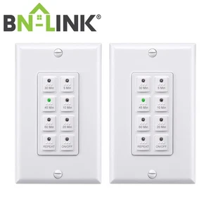 BN-LINK 2 Stück Countdown Digital In-Wand Timer Schalter mit Druckknopf für Ventilator, Beleuchtung - Bild 1 von 9