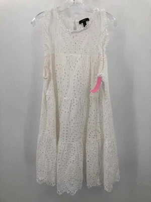 Pre-Owned Aqua White Size XXL Shift Knee Length Sleeveless Dress - Image 1 of 3