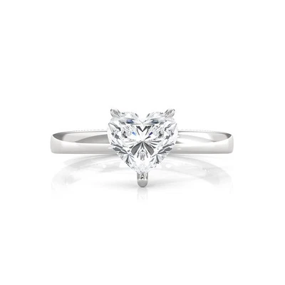 4 Prong Heart Diamond Engagement GIA G VS1 Flat Band Solitaire Gold 0.70ctw. - Image 1 of 4