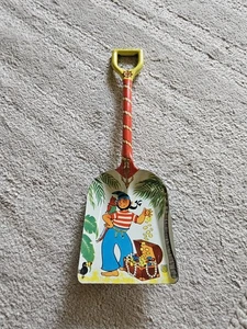 J Chein Metal Childs Sand Shovel Pirates Chest Parrot Color Lithograph - Picture 1 of 11