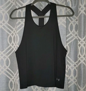Under Armour Womens Sz S Knockout Racerback Heatgear Tank Top Loose Fit Black - Picture 1 of 4