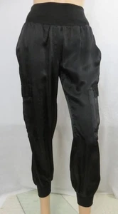 Cinq a Sept Giles Joggers Black Satin Cargo Pants 5 a 7 Size XXS - Picture 1 of 7