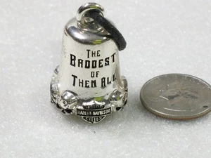 Harley-Davidson "Il più cattivo di tutti" campanello da corsa argento e nero con teschi - Foto 1 di 7