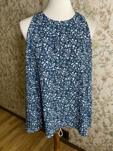 NWT Ann Taylor LOFT Petite Women's Size XL Teal Blue Floral Tank Top Blouse - Picture 1 of 7