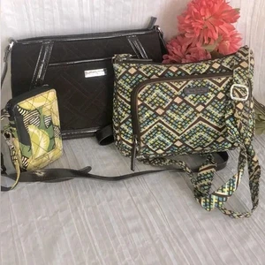 VERA BRADLEY Expresso shoulder bag La Neon Rose wristlet Rain Forest crossbody - Picture 1 of 16