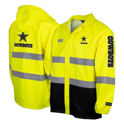 Dallas Cowboys Hi-Vis Safety Waterproof Rainshell Full-Zip Hooded Jacket NFL New - Image 1 of 4