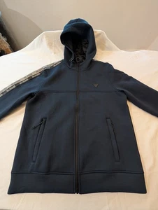 Mens Medium GUESS Navy Blue Logo Tape Zip Up Hoodie Jacket  - See tag photo - Picture 1 of 8