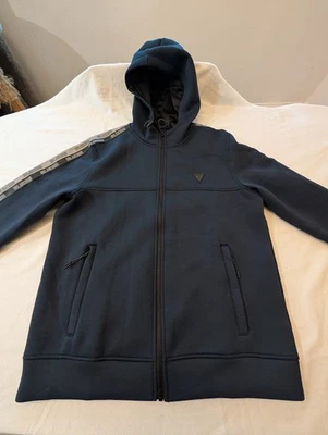 Mens Medium GUESS Navy Blue Logo Tape Zip Up Hoodie Jacket  - See tag photo - Image 1 of 4