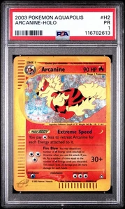 PSA 1 Arcanine Aquapolis Holo H2/H32 2003 E Reader Pokemon WoTC PR - Picture 1 of 2