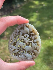 Chinese Antique Jade Carving Disc Pendant 19th Century Qing Dynasty Very Fine - Picture 1 of 20