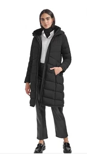 Calvin Klein Puffer Jacket Coat Women XXS Hood Black Faux Fur Winter NEW NWT - Picture 1 of 9