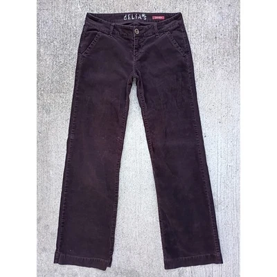 Vintage Y2K Delias Low Rise Brown Wide Leg Corduroy Pants Size 9/10 Waist 31  - Image 1 of 4