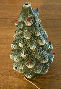Vintage 1980’s Ceramic Christmas Tree with Working Lamp In Separate Base 1987 5L - Picture 1 of 10