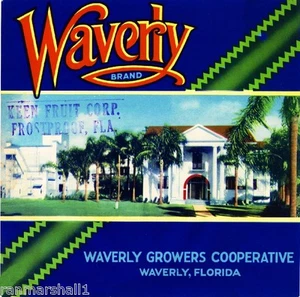 Impresión artística de etiqueta de caja de cítricos naranja Waverly Florida #2 - Imagen 1 de 1