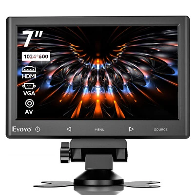 Eyoyo 7Inch IPS Monitor AV VGA HDMI Gaming PC Screen for DVD VCD TV-Box Car - Bild 1 von 4