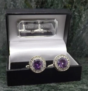 Gemelli Swarovski viola cristallo - Gemelli personalizzati opzionali gemelli gemme - Foto 1 di 9