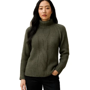 Alpaca 111 Women Turtleneck Pullover Sweater Small Grren Baby Alpaca Long Sleeve - Picture 1 of 14