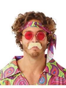 Blonde 70s Moustache Retro Disco Tash Fancy Dress Accessory Adults - Picture 1 of 1