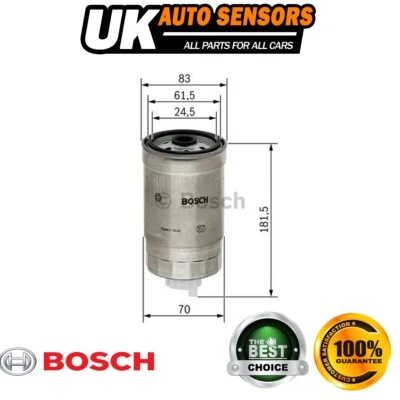 Se adapta a Audi A4 80 A6 Volvo V70 VW Passat + Otros modelos Filtro de combustible Bosch Foto 1 de 4