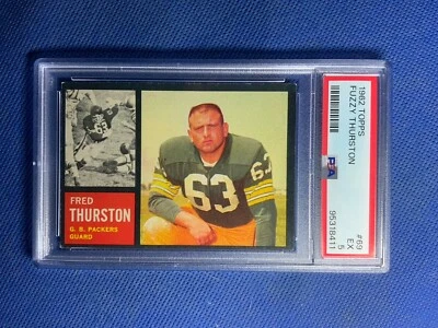 1962 TOPPS FOOTBALL #69 FUZZY THURSTON (RC)!! ROOKIE SP!! PSA 5 - Image 1 of 2