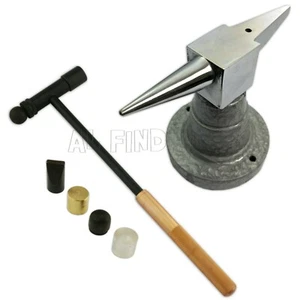 LARGE Mirror finish horn anvil steel doming dapping chasing & 6 part hammer tool - Bild 1 von 5