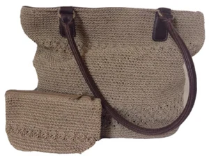 Brown Woven Handbag Worthington Light Clay with Change Purse Earth Tone Cotton  - Picture 1 of 12