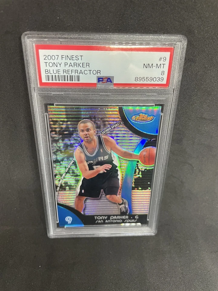 2007 Topps Finest Basketball Tony Parker Blue Refractor /199 Spurs PSA 8 - Image 1 of 1