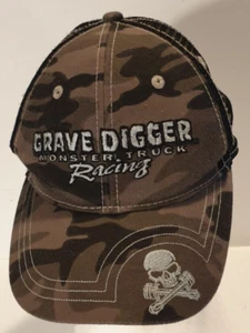 GRAVE DIGGER Monster Jam Monster Truck Logo Camo Mesh Snapback Trucker Cap Hat. - Picture 1 of 8