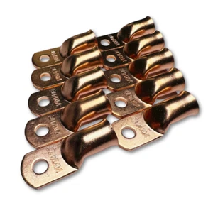 10x 1/0 Gauge 1/4" Hole OFC Copper Ring Terminal 0 GA M6 Lug Battery Connector - Picture 1 of 7