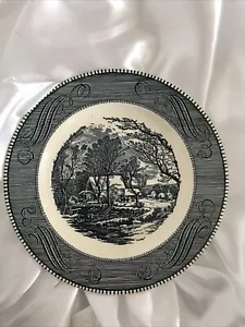 Currier & Ives, blau 10,5" Essteller The Old Schrotmühle Royal China Jeannette - Bild 1 von 4