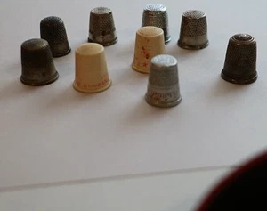 LOT 9 Various Vintage Sewing Thimble Metal-Plastic - Picture 1 of 6