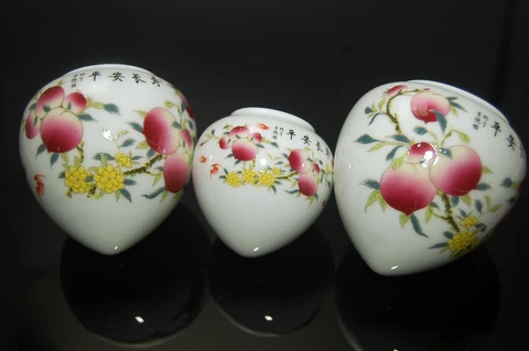 Large Porcelain Bird Feeders Bowls Cups for Chinese Bamboo Bird Cage PeachDesign Cover
