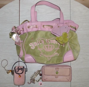 Juicy Couture Tagträumer Tasche Geldbörse Geldbörse Handyhülle Y2K PomPom Barbie LESEN - Bild 1 von 24