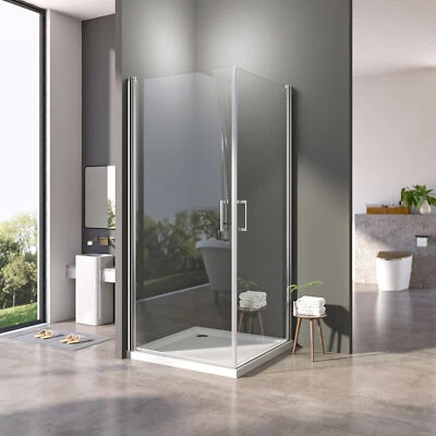 BOROMAL Duschkabine 90x90 Eckeinstieg Pendeltür 185/195 Dusche Duschabtrennung Nano Glas