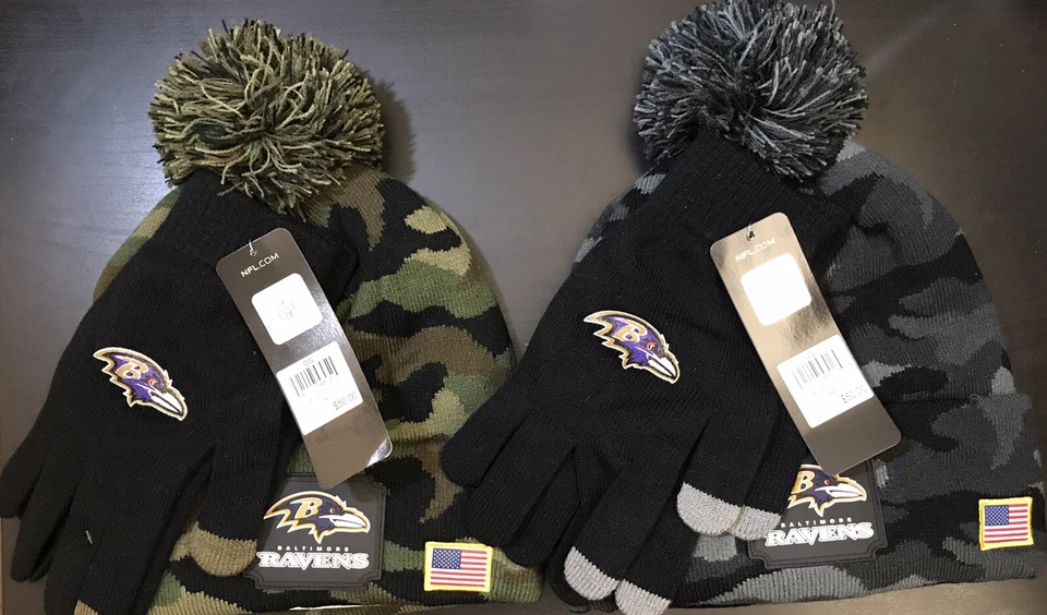 X2 NUEVO NFL Baltimore Ravens Adulto Gorro Guante Conjunto Camuflaje Camuflaje OS Foto 1 de 4