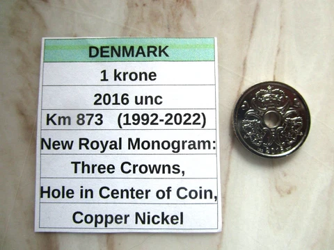 DENMARK, 1 krone, 2016 unc, Km 873 (1992-2022) Cover