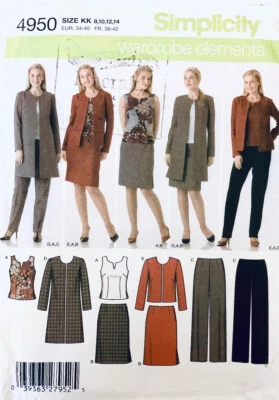 EASY Simplicity Pattern 4950 | Misses Jacket, Top, Skirt & Pants | Sizes 8 - 14 - Image 1 of 2