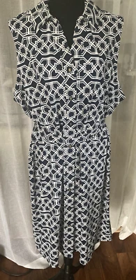 Charter Club Business Career Granny Geometric Pattern Button Women's Dress Sz 3X - Image 1 of 4