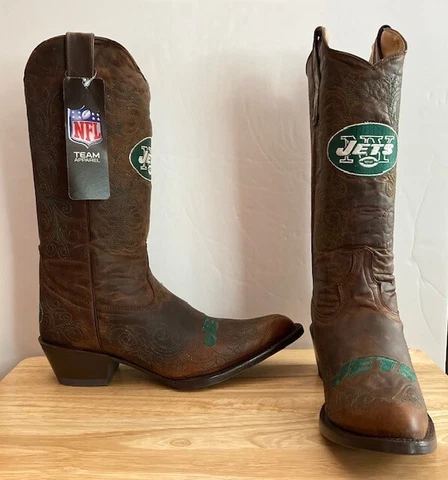 NEW YORK JETS Old Pro Leather Goods Co. NFL Cowboy Boots (Women's Size 9) Cover